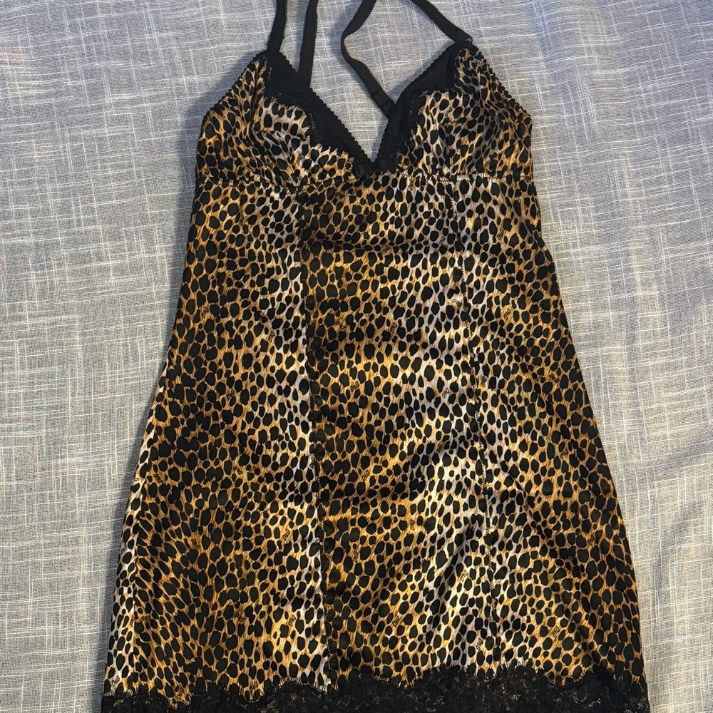 Dolce & Gabbana Brown and Black Lace Trim Chemise